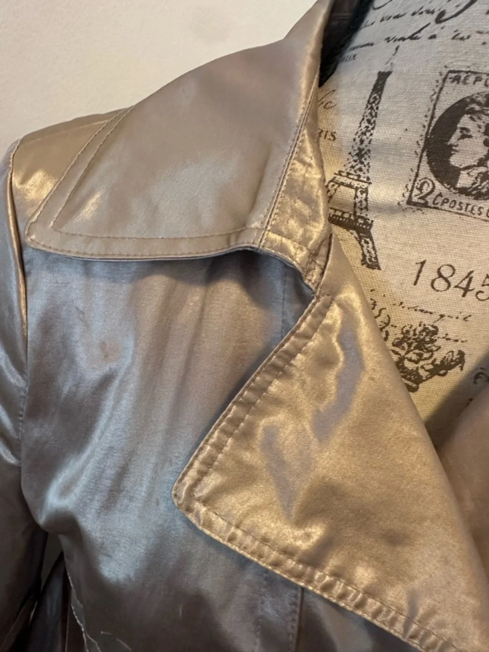 Metallic Gold Trench Coat with Belt - Picture 4 of 14